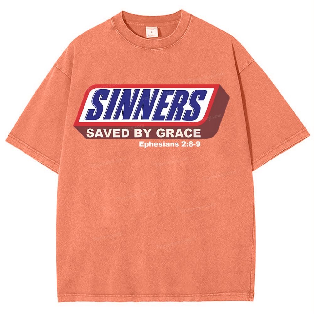 Sinners Saved By Grace Snowflake Vintage Washed T-Shirt