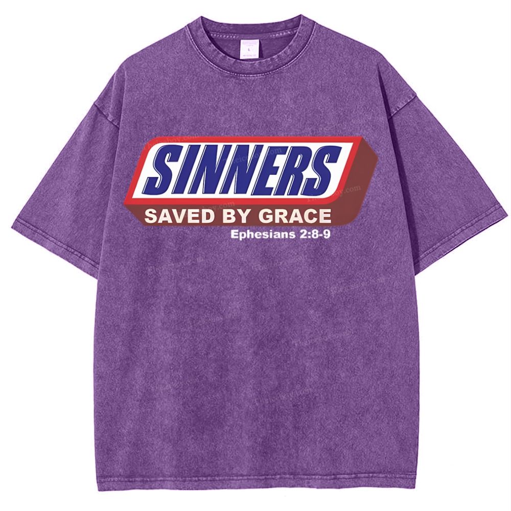 Sinners Saved By Grace Snowflake Vintage Washed T-Shirt