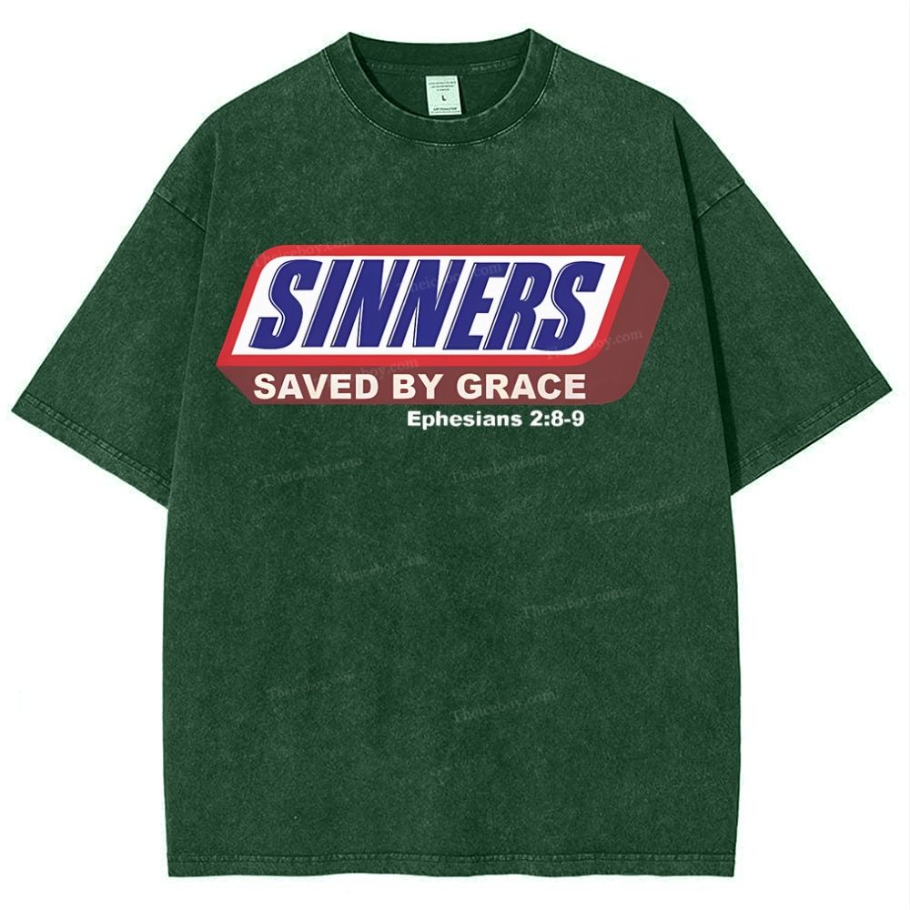 Sinners Saved By Grace Snowflake Vintage Washed T-Shirt