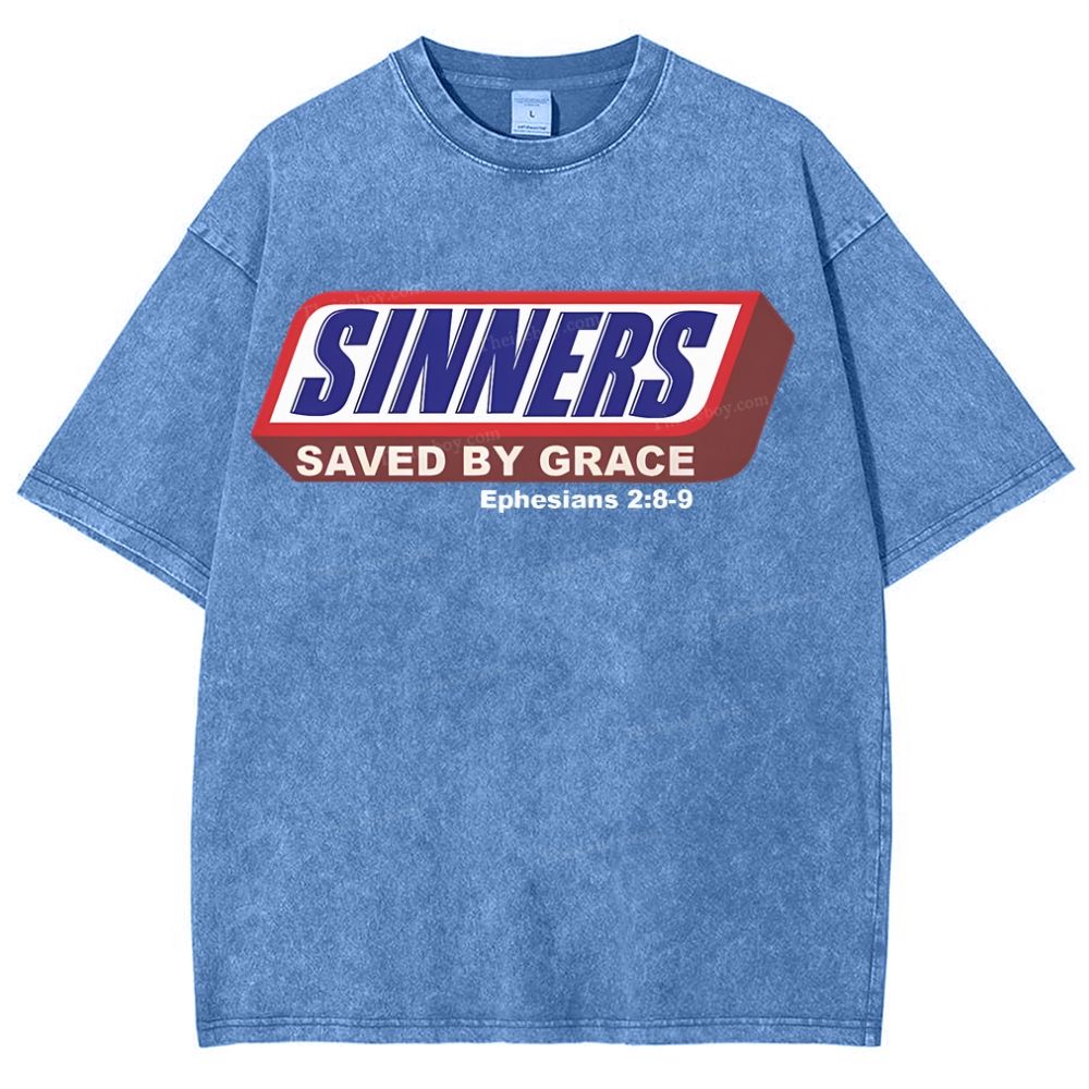 Sinners Saved By Grace Snowflake Vintage Washed T-Shirt
