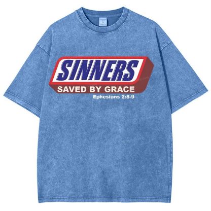 Sinners Saved By Grace Snowflake Vintage Washed T-Shirt