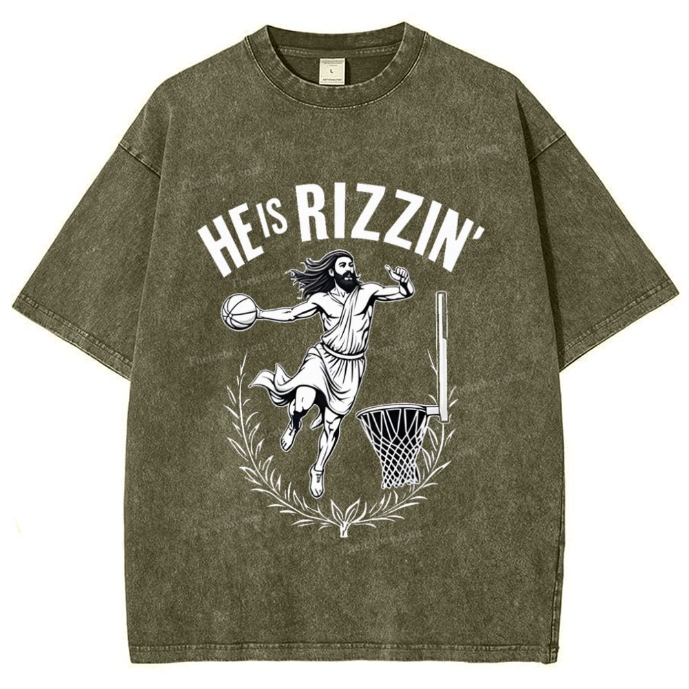 He Is Rizzin Snowflake Vintage Washed T-Shirt
