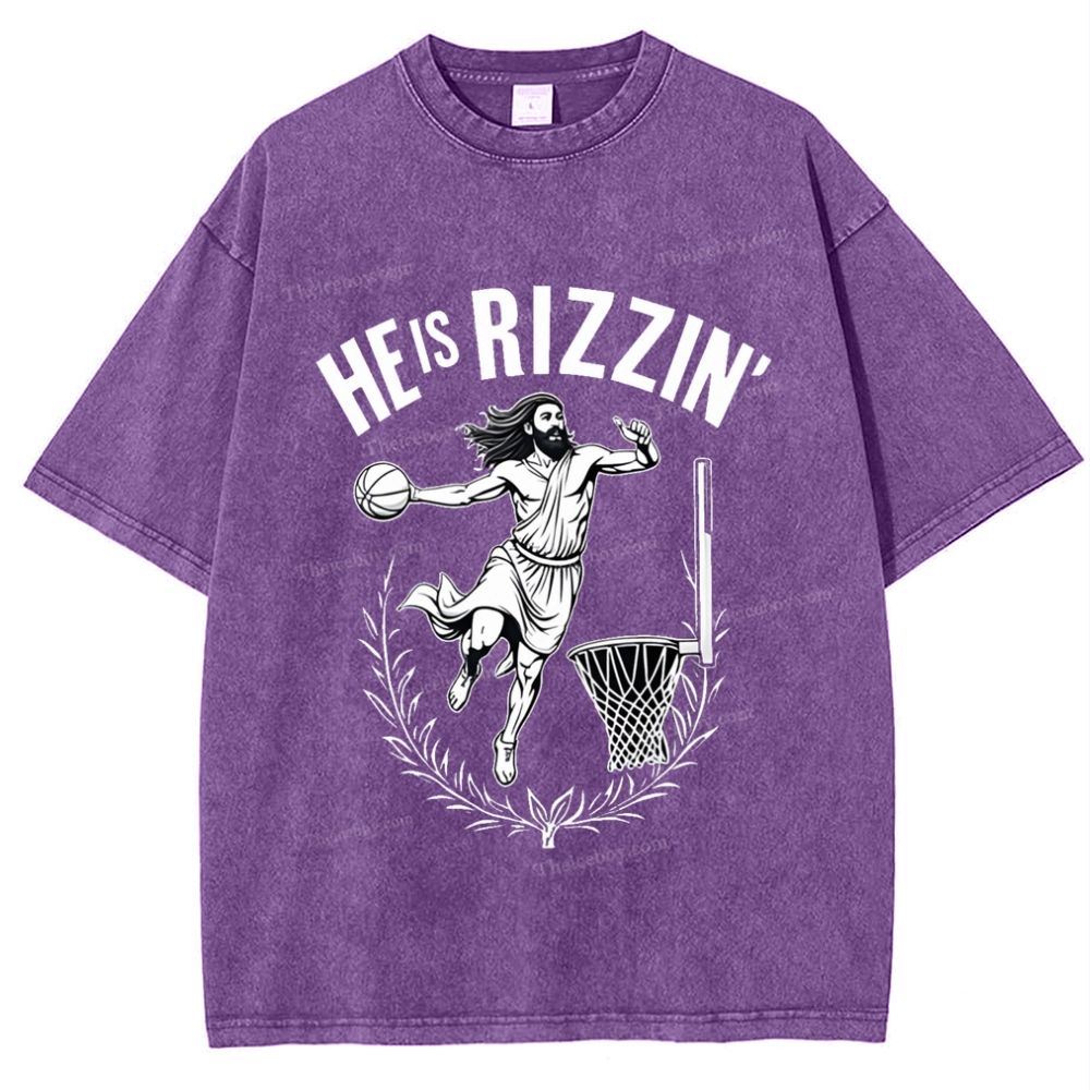 He Is Rizzin Snowflake Vintage Washed T-Shirt