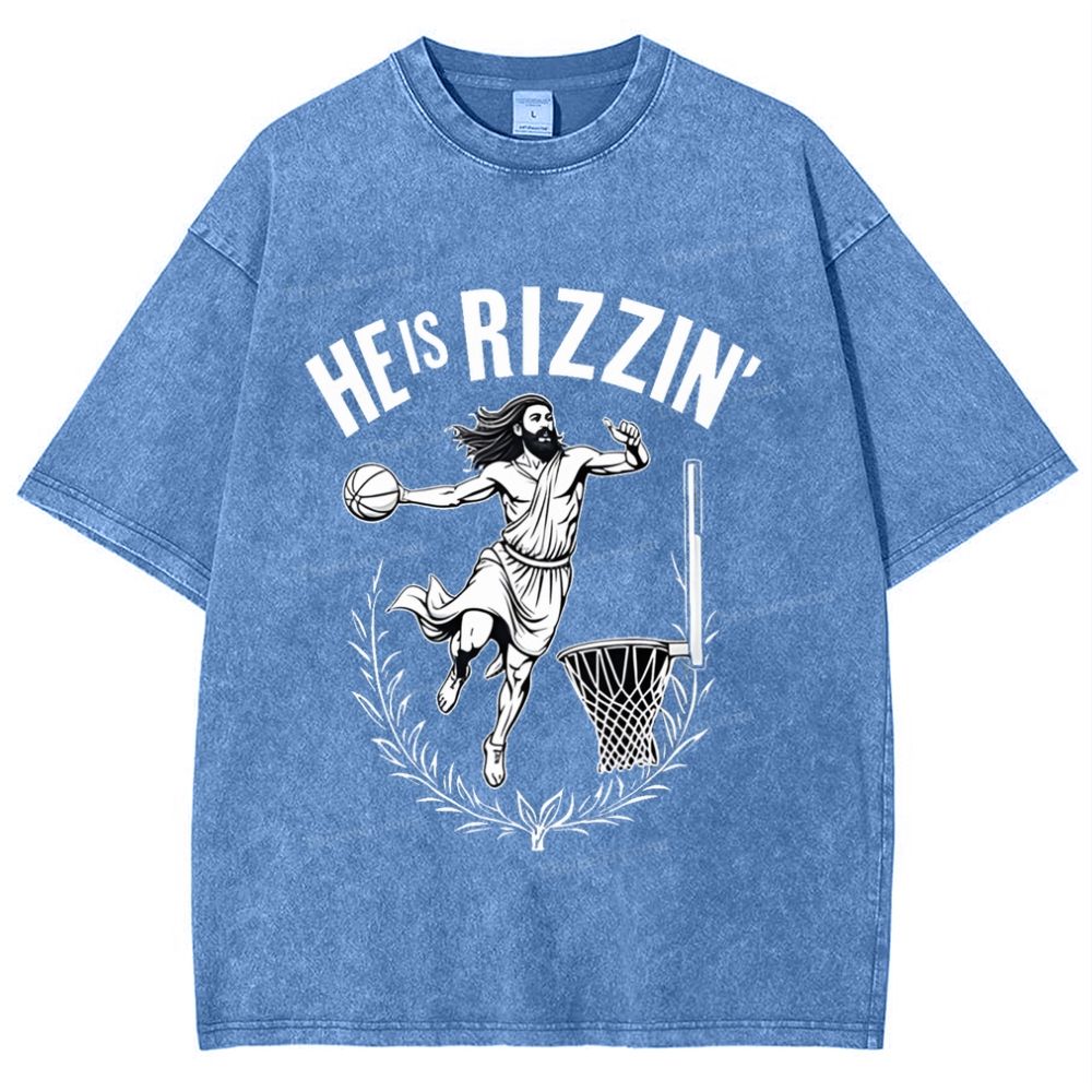 He Is Rizzin Snowflake Vintage Washed T-Shirt