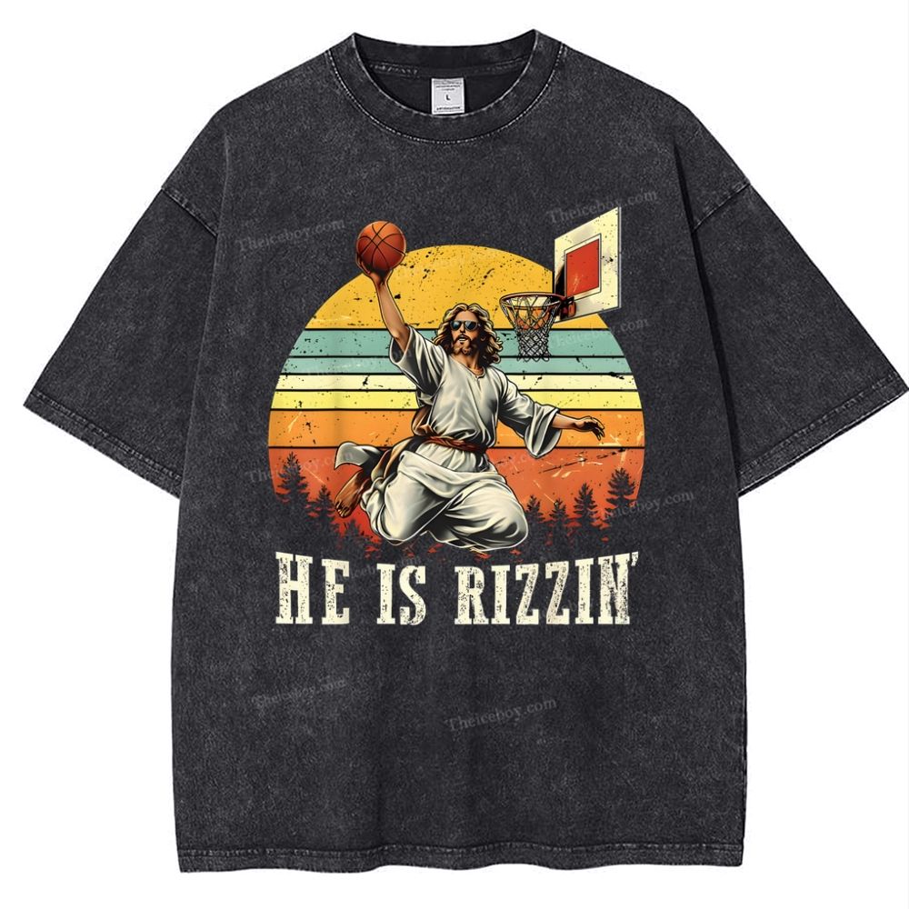 He Is Rizzin Snowflake Vintage Washed T-Shirt