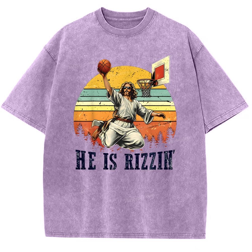 He Is Rizzin Snowflake Vintage Washed T-Shirt