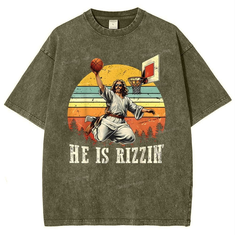 He Is Rizzin Snowflake Vintage Washed T-Shirt