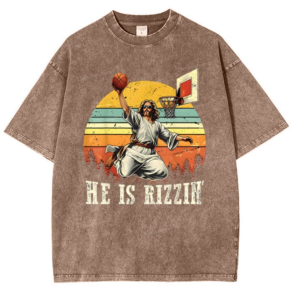 He Is Rizzin Snowflake Vintage Washed T-Shirt