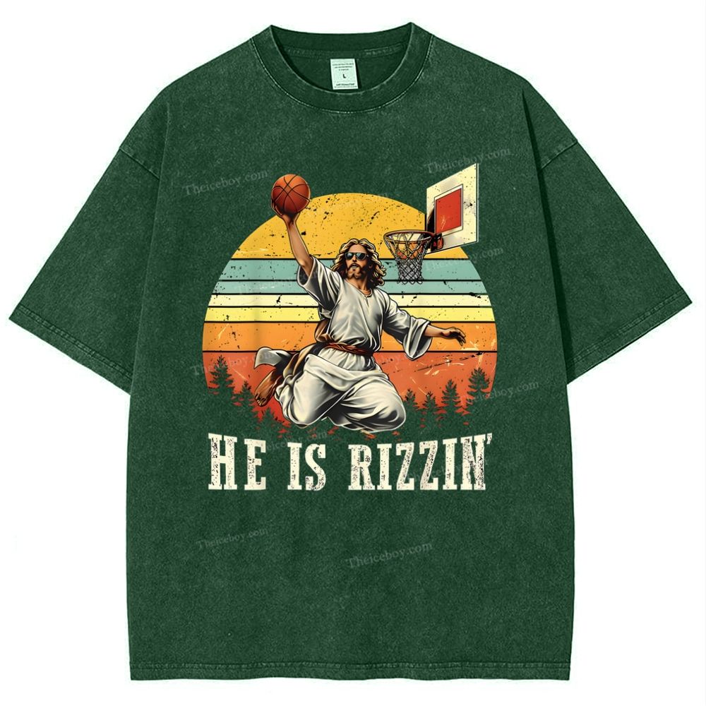 He Is Rizzin Snowflake Vintage Washed T-Shirt