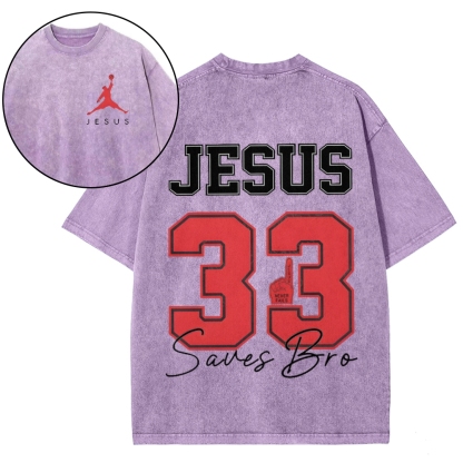 Jesus Saves Bro Snowflake Vintage Washed T-Shirt