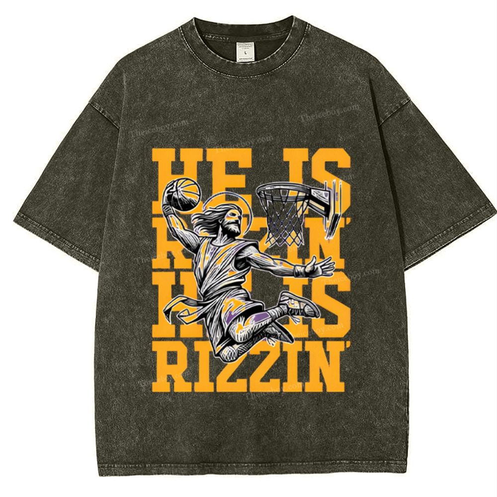 He Is Rizzin Snowflake Vintage Washed T-Shirt