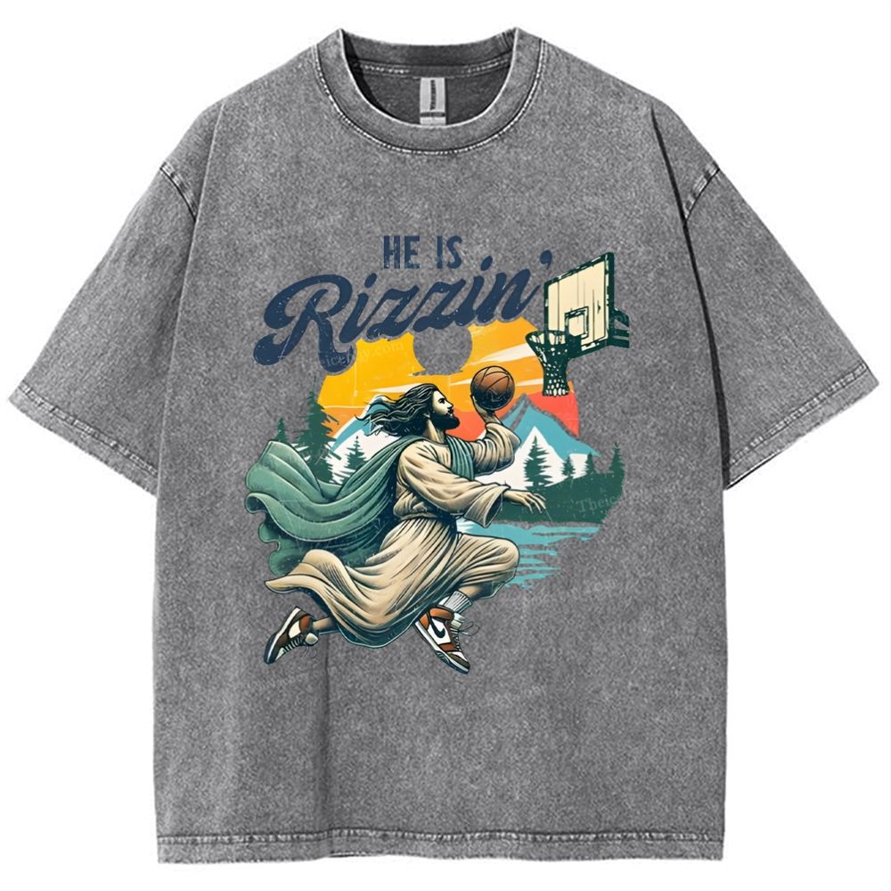 He Is Rizzin Snowflake Vintage Washed T-Shirt