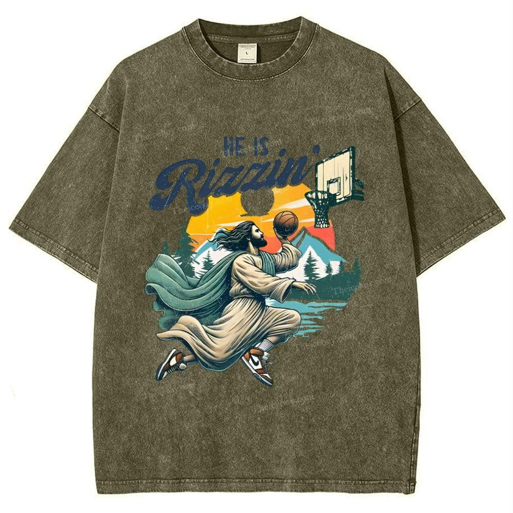 He Is Rizzin Snowflake Vintage Washed T-Shirt