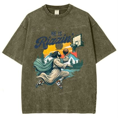 He Is Rizzin Snowflake Vintage Washed T-Shirt