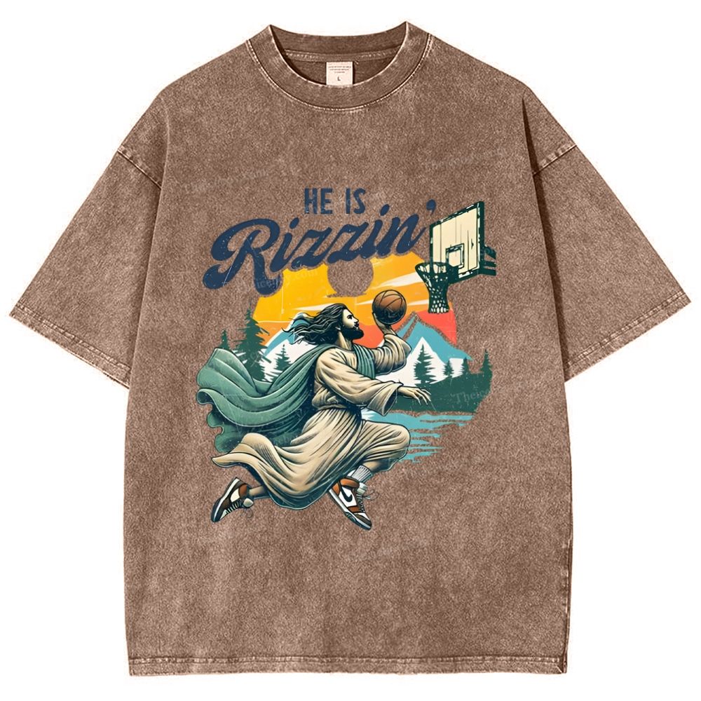 He Is Rizzin Snowflake Vintage Washed T-Shirt