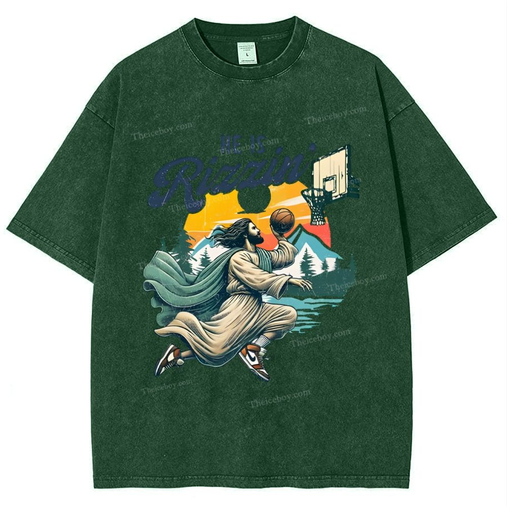 He Is Rizzin Snowflake Vintage Washed T-Shirt