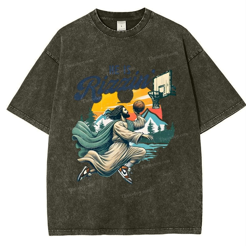 He Is Rizzin Snowflake Vintage Washed T-Shirt