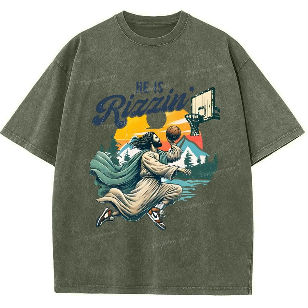 He Is Rizzin Snowflake Vintage Washed T-Shirt
