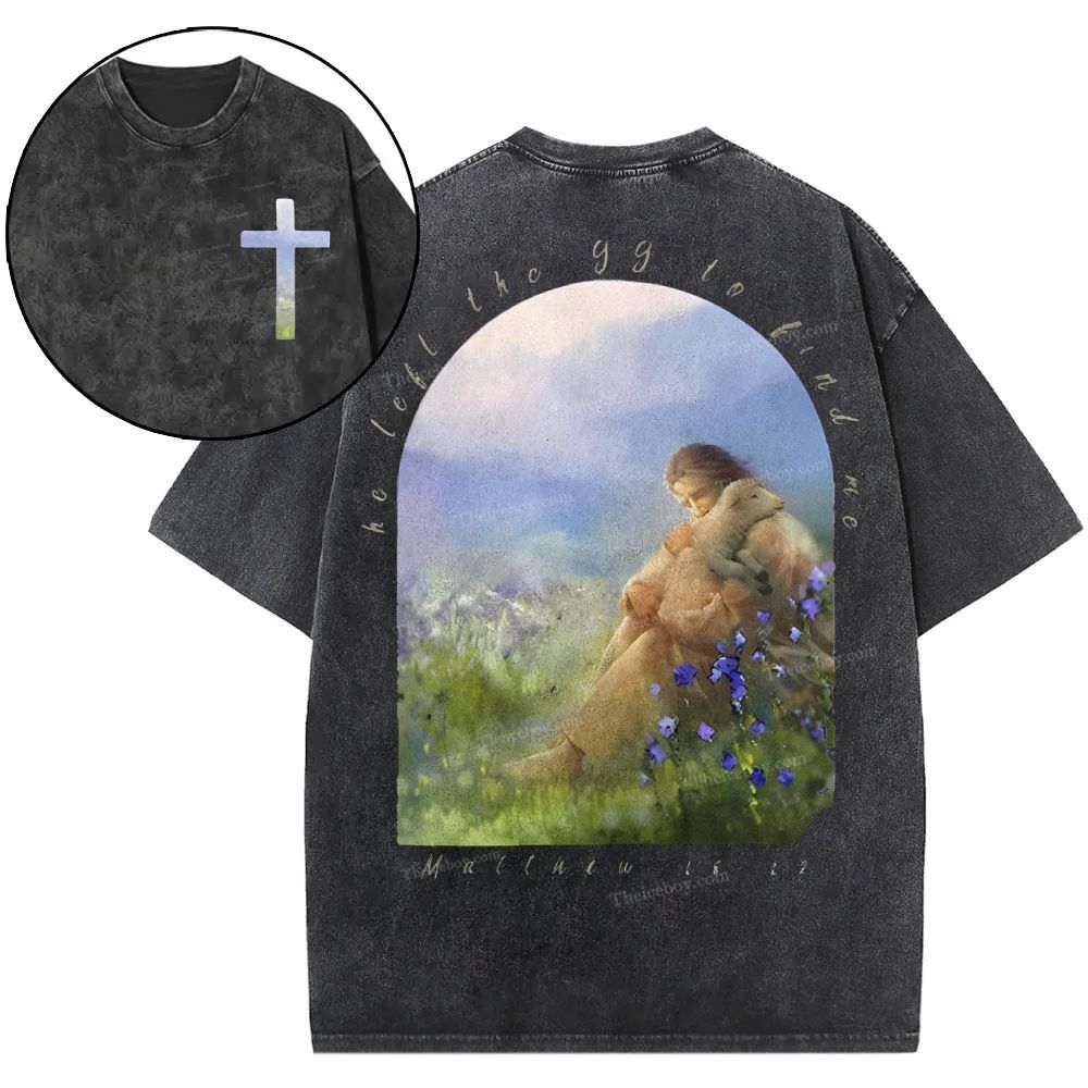 He Left The 99 To Find Me Snowflake Vintage Washed T-Shirt