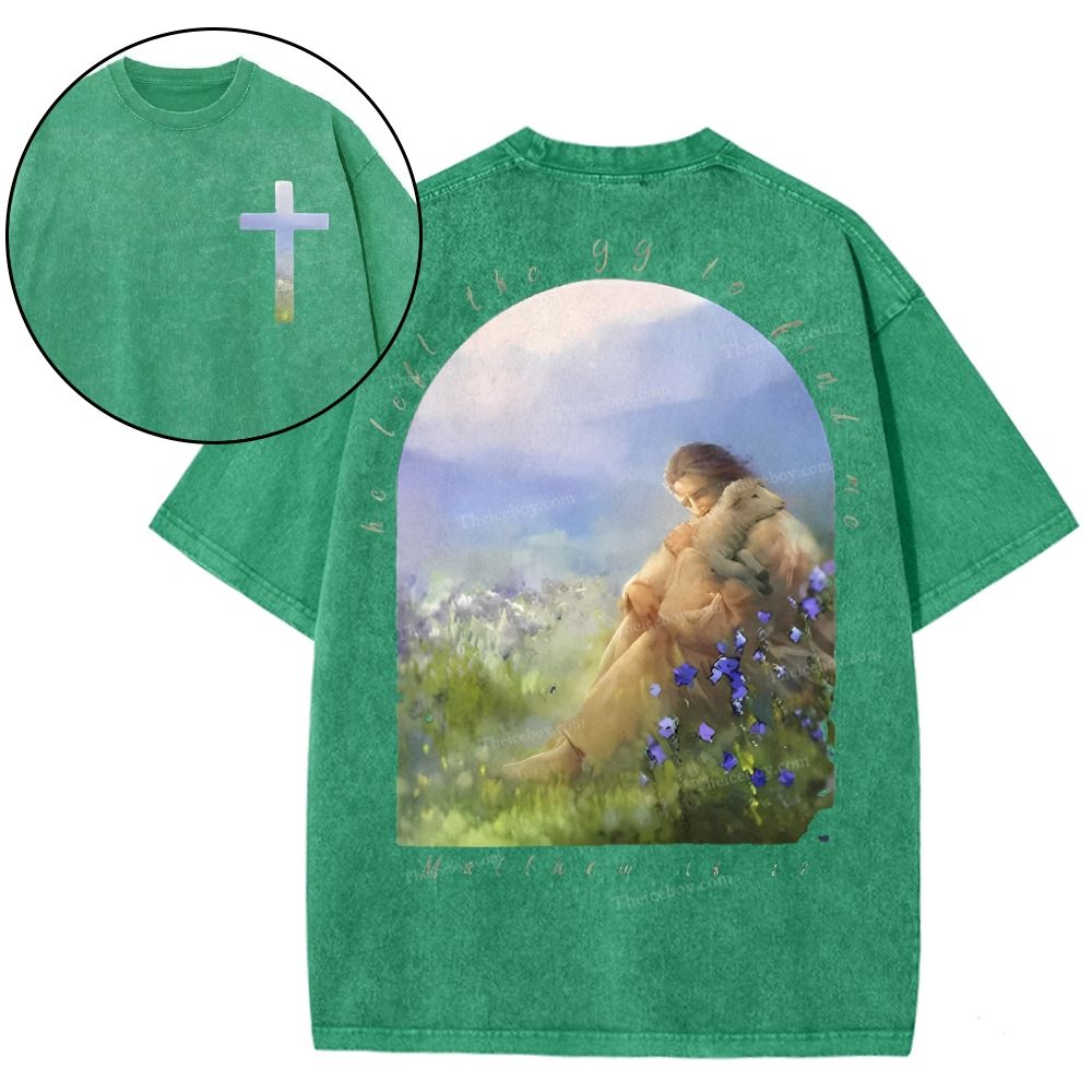 He Left The 99 To Find Me Snowflake Vintage Washed T-Shirt