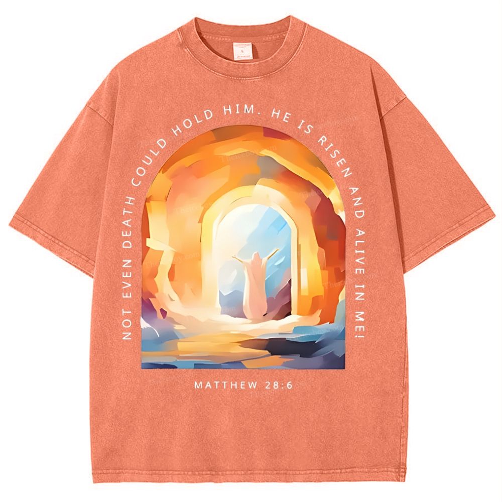 Not Even Death Could Hold Him Christian Snowflake Vintage Washed T-Shirt