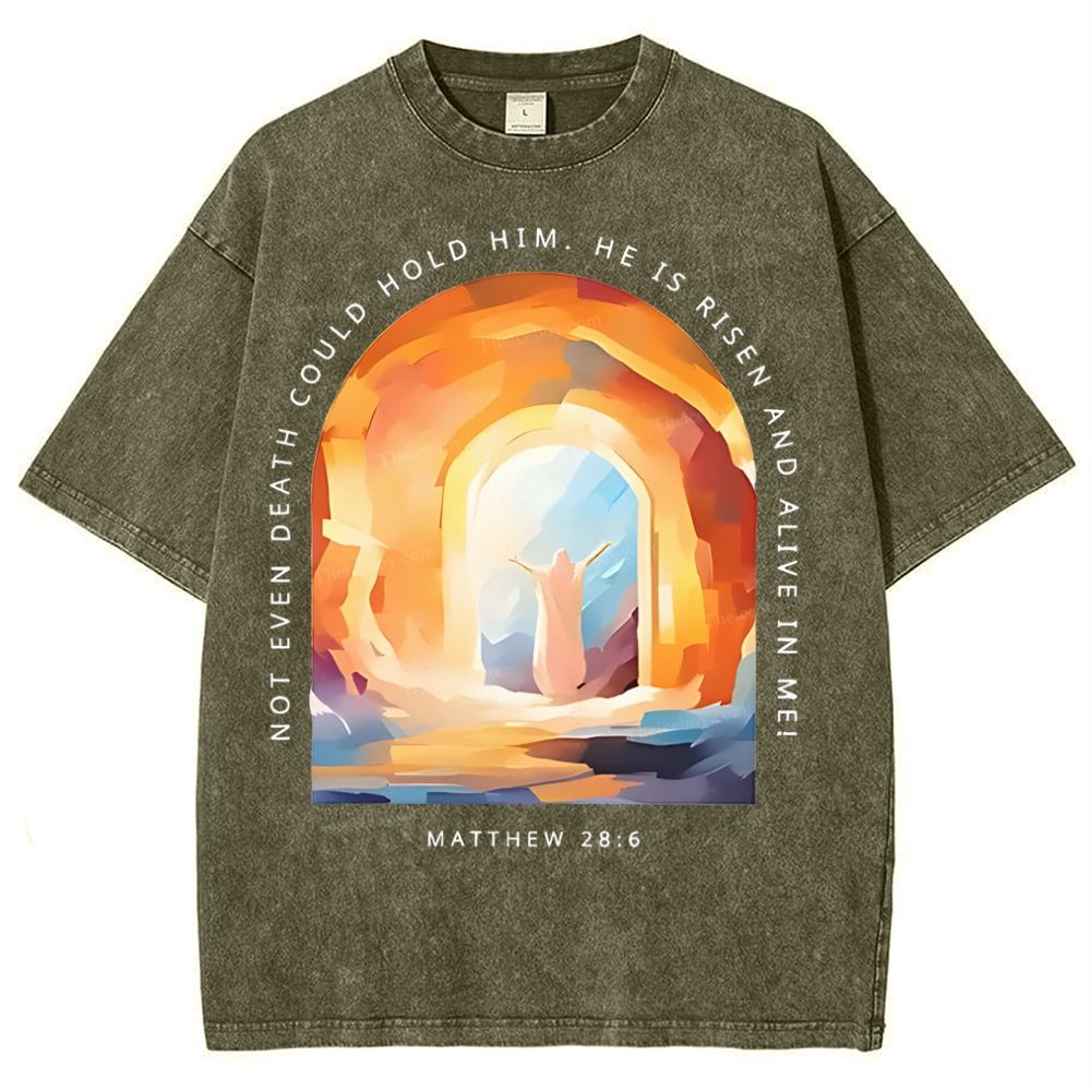 Not Even Death Could Hold Him Christian Snowflake Vintage Washed T-Shirt