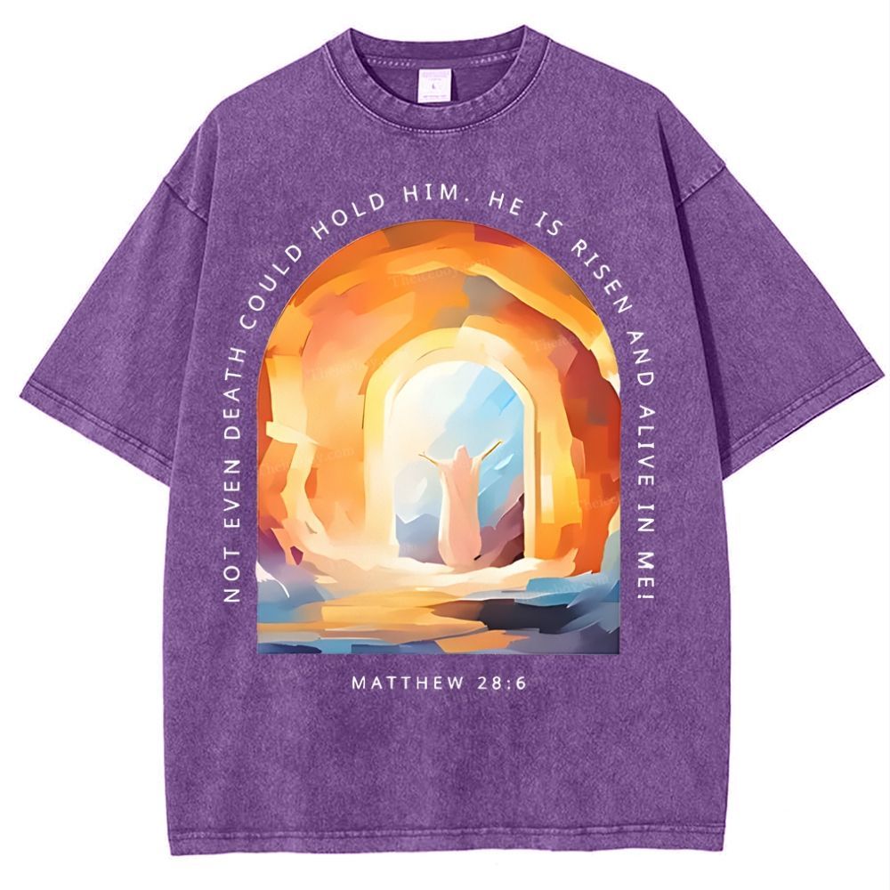 Not Even Death Could Hold Him Christian Snowflake Vintage Washed T-Shirt