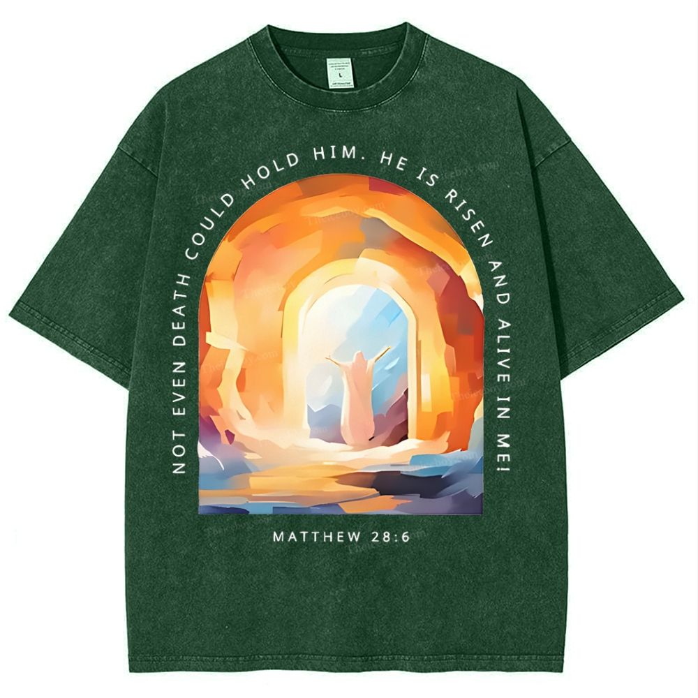 Not Even Death Could Hold Him Christian Snowflake Vintage Washed T-Shirt