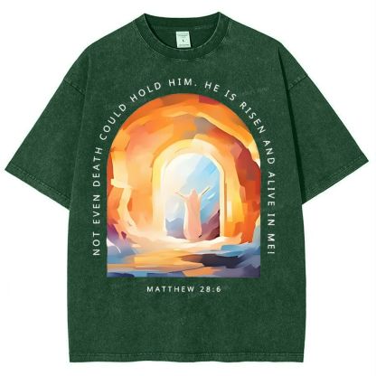 Not Even Death Could Hold Him Christian Snowflake Vintage Washed T-Shirt