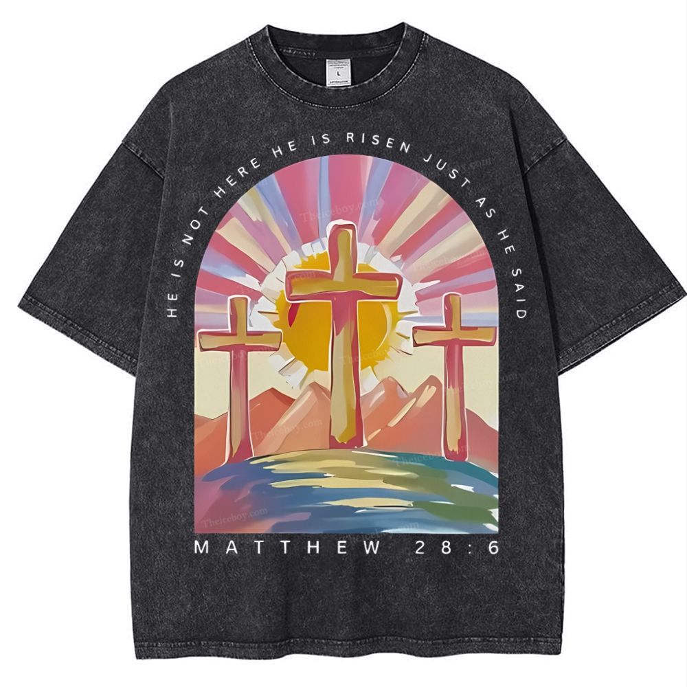 He Is Not Here Christian Snowflake Vintage Washed T-Shirt