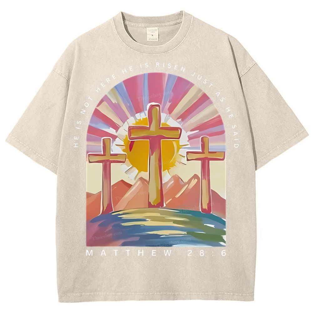 He Is Not Here Christian Snowflake Vintage Washed T-Shirt