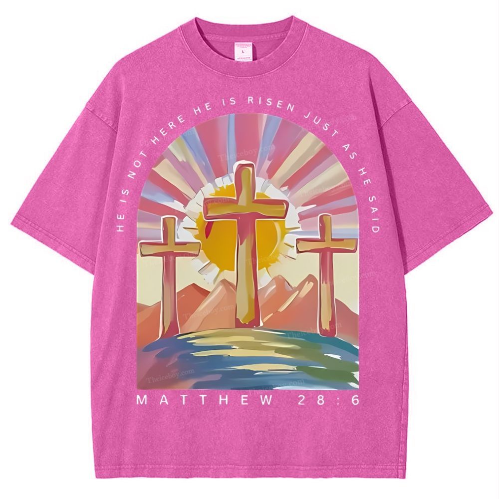 He Is Not Here Christian Snowflake Vintage Washed T-Shirt