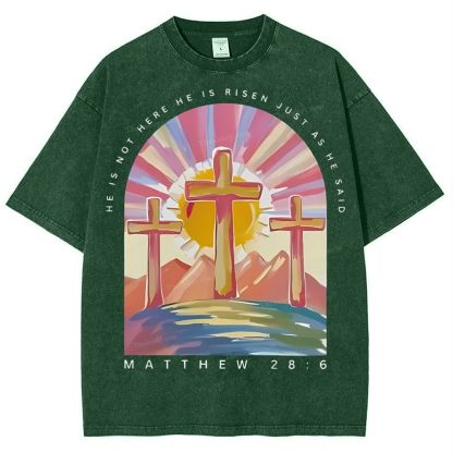 He Is Not Here Christian Snowflake Vintage Washed T-Shirt