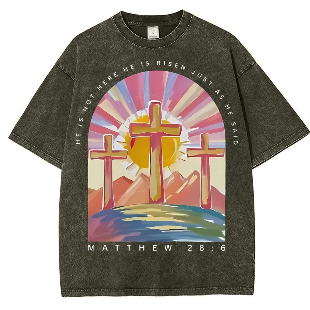 He Is Not Here Christian Snowflake Vintage Washed T-Shirt