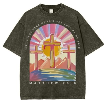 He Is Not Here Christian Snowflake Vintage Washed T-Shirt