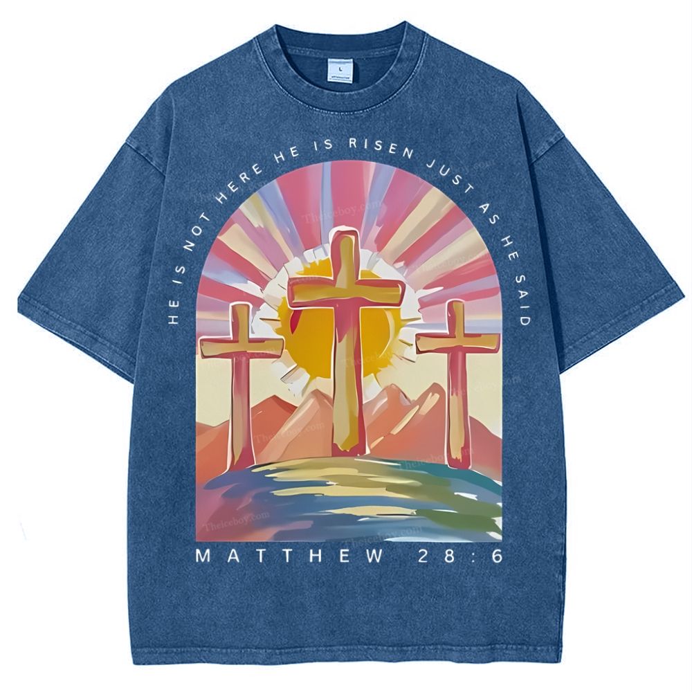 He Is Not Here Christian Snowflake Vintage Washed T-Shirt