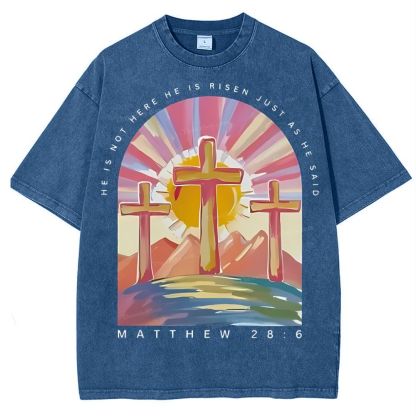 He Is Not Here Christian Snowflake Vintage Washed T-Shirt