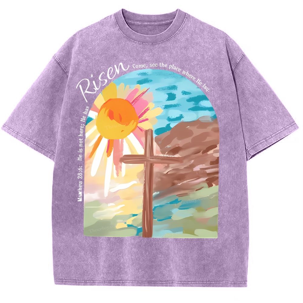 He Has Risen Christian Snowflake Vintage Washed T-Shirt