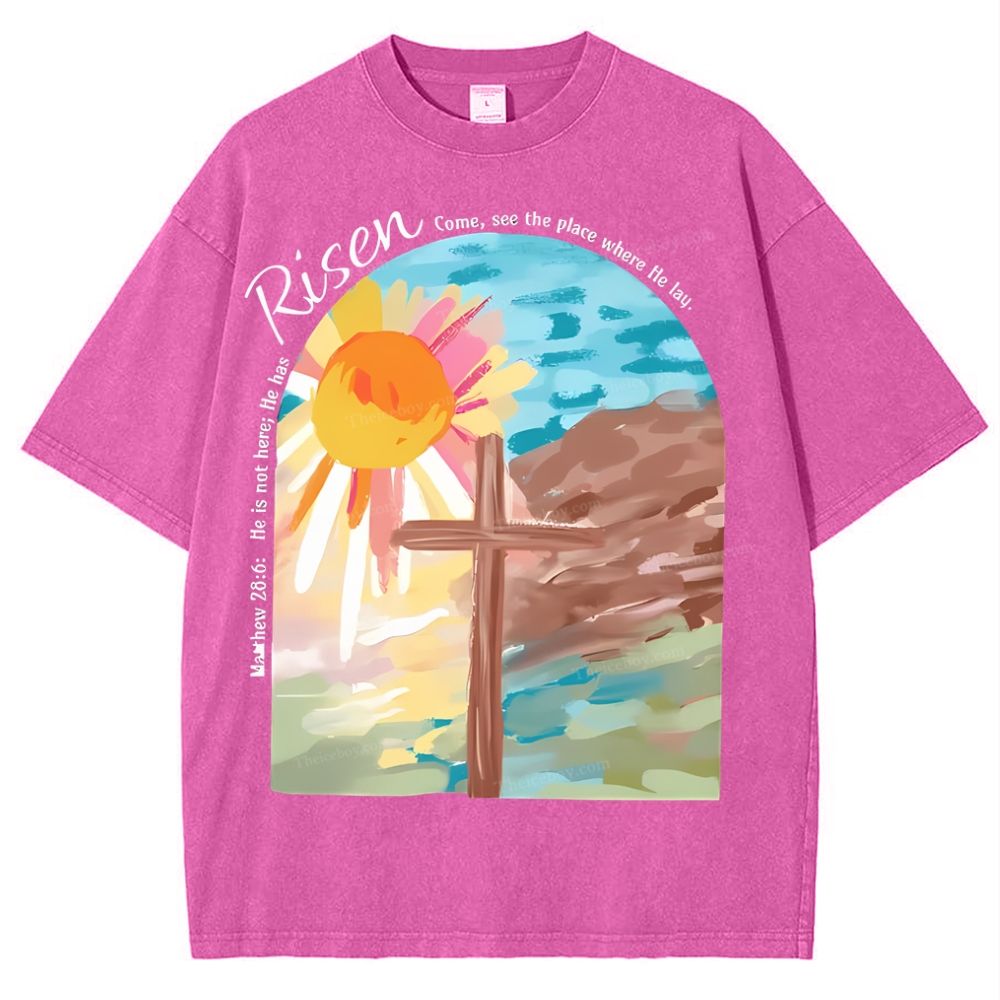 He Has Risen Christian Snowflake Vintage Washed T-Shirt
