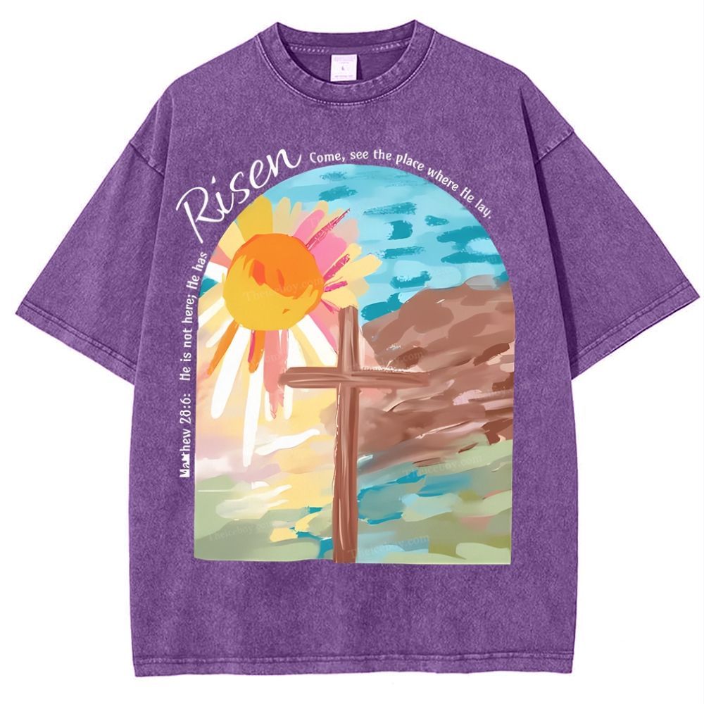 He Has Risen Christian Snowflake Vintage Washed T-Shirt