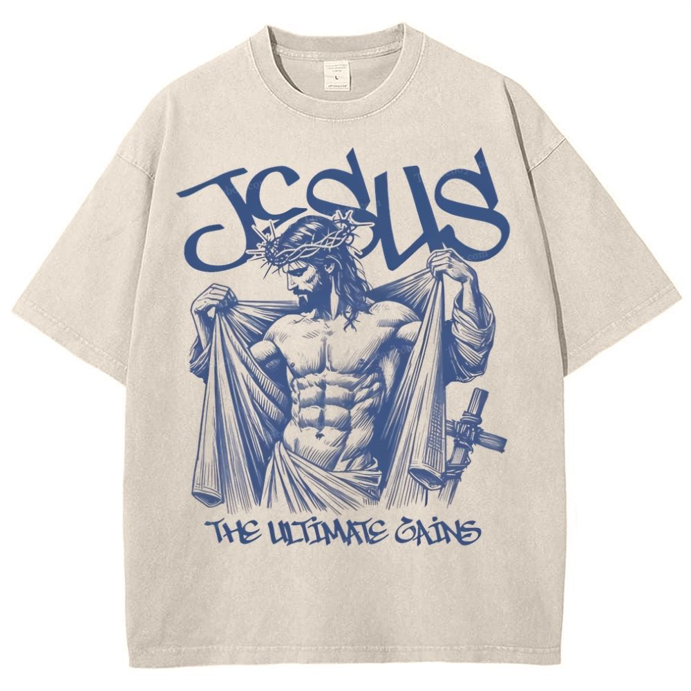 Jesus The Ultimate Gains Christian Snowflake Vintage Washed T-Shirt