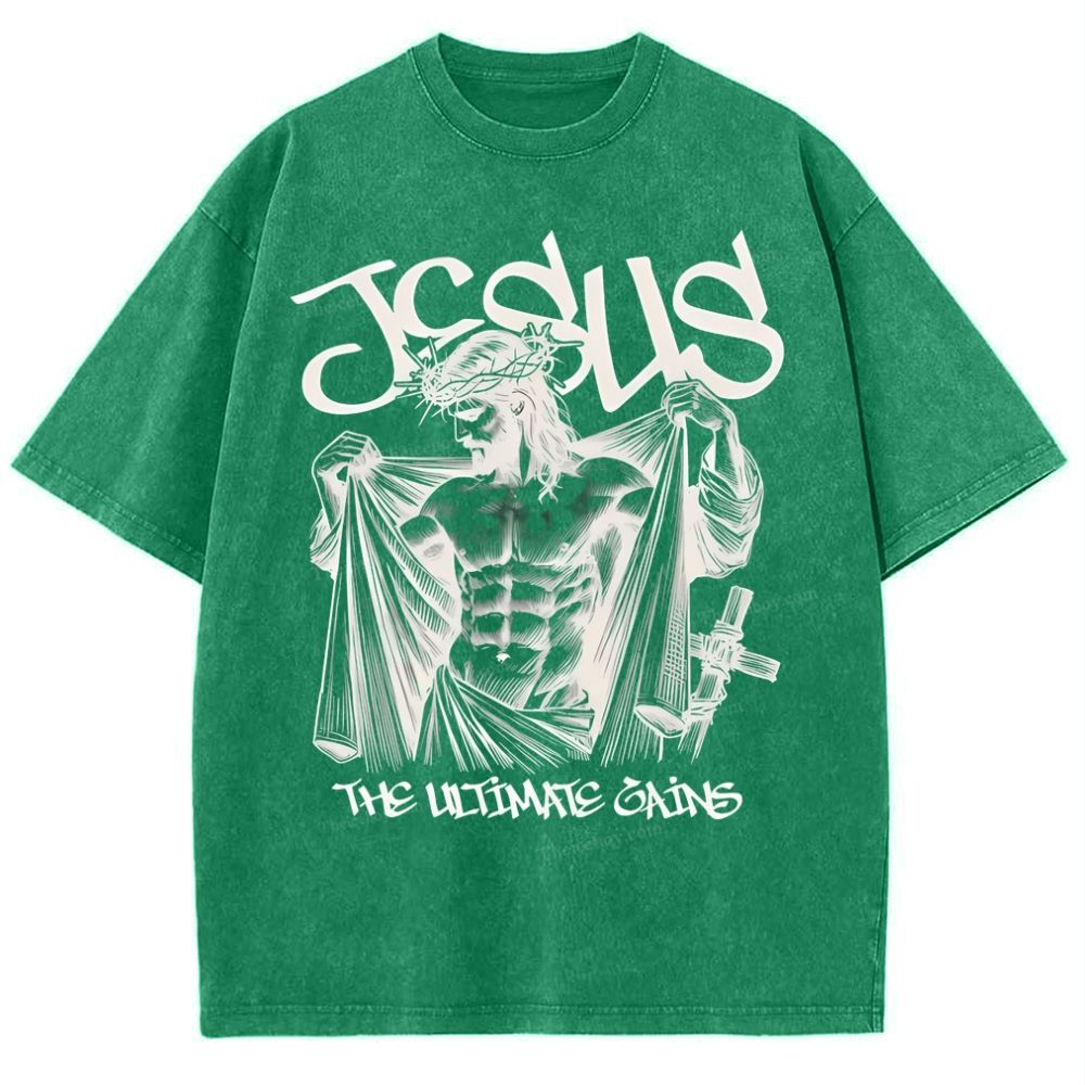 Jesus The Ultimate Gains Christian Snowflake Vintage Washed T-Shirt