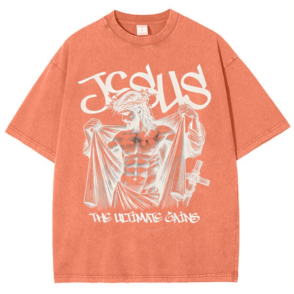 Jesus The Ultimate Gains Christian Snowflake Vintage Washed T-Shirt