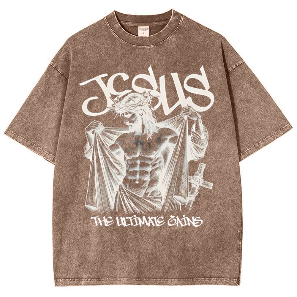 Jesus The Ultimate Gains Christian Snowflake Vintage Washed T-Shirt