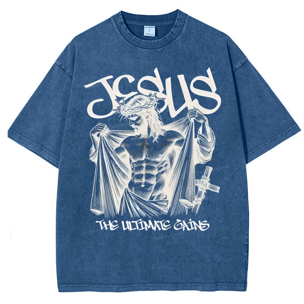 Jesus The Ultimate Gains Christian Snowflake Vintage Washed T-Shirt