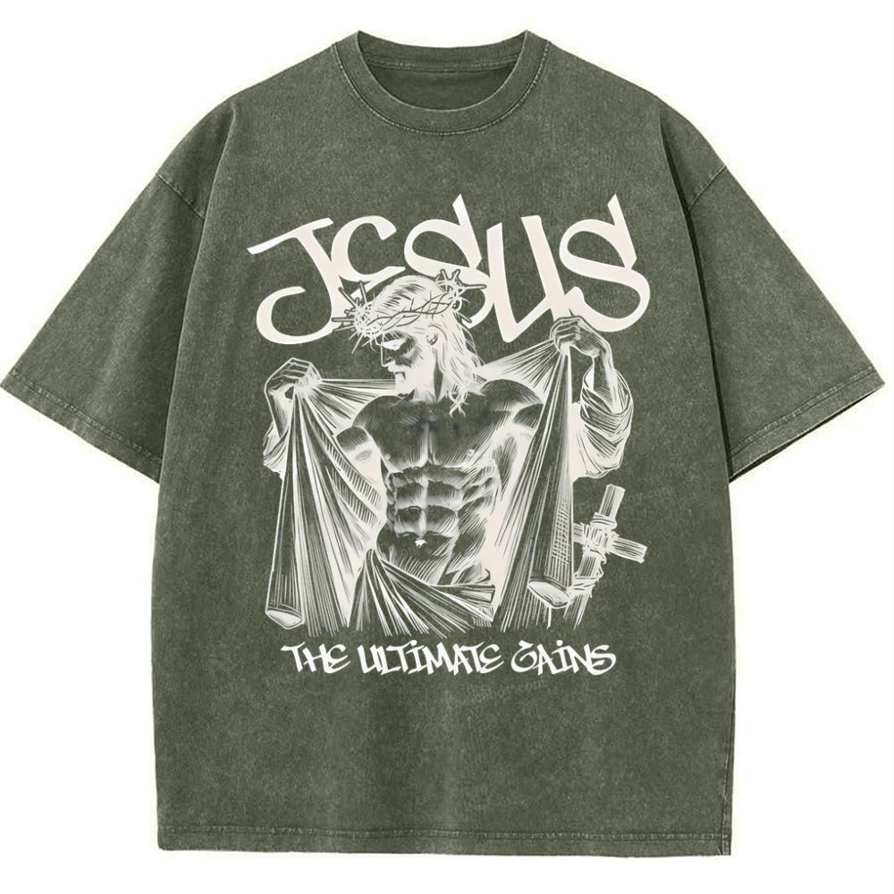 Jesus The Ultimate Gains Christian Snowflake Vintage Washed T-Shirt