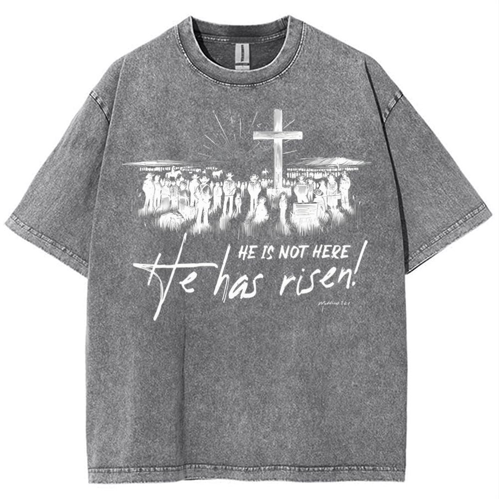 He Has Risen Christian Snowflake Vintage Washed T-Shirt