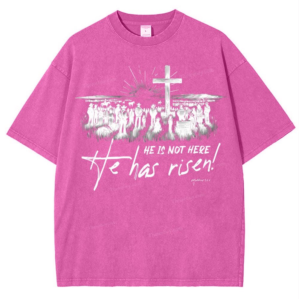 He Has Risen Christian Snowflake Vintage Washed T-Shirt
