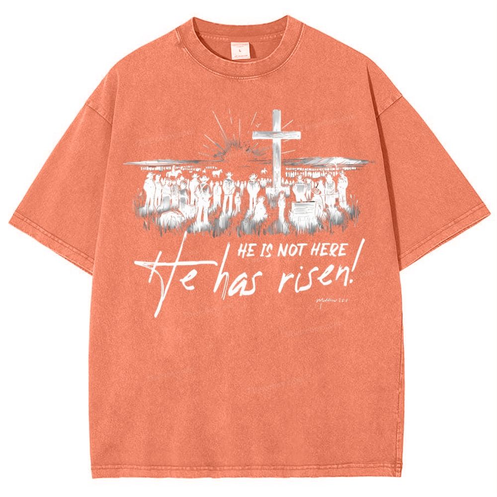 He Has Risen Christian Snowflake Vintage Washed T-Shirt