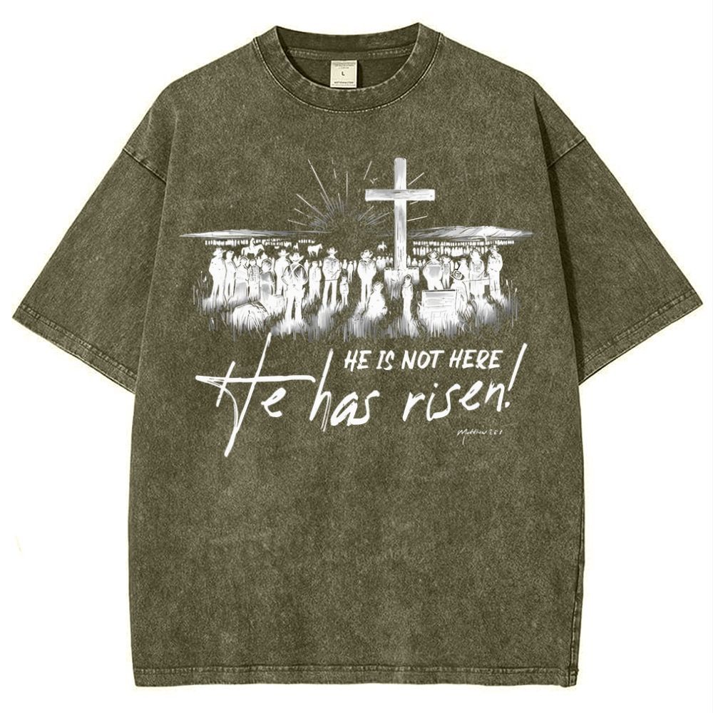He Has Risen Christian Snowflake Vintage Washed T-Shirt